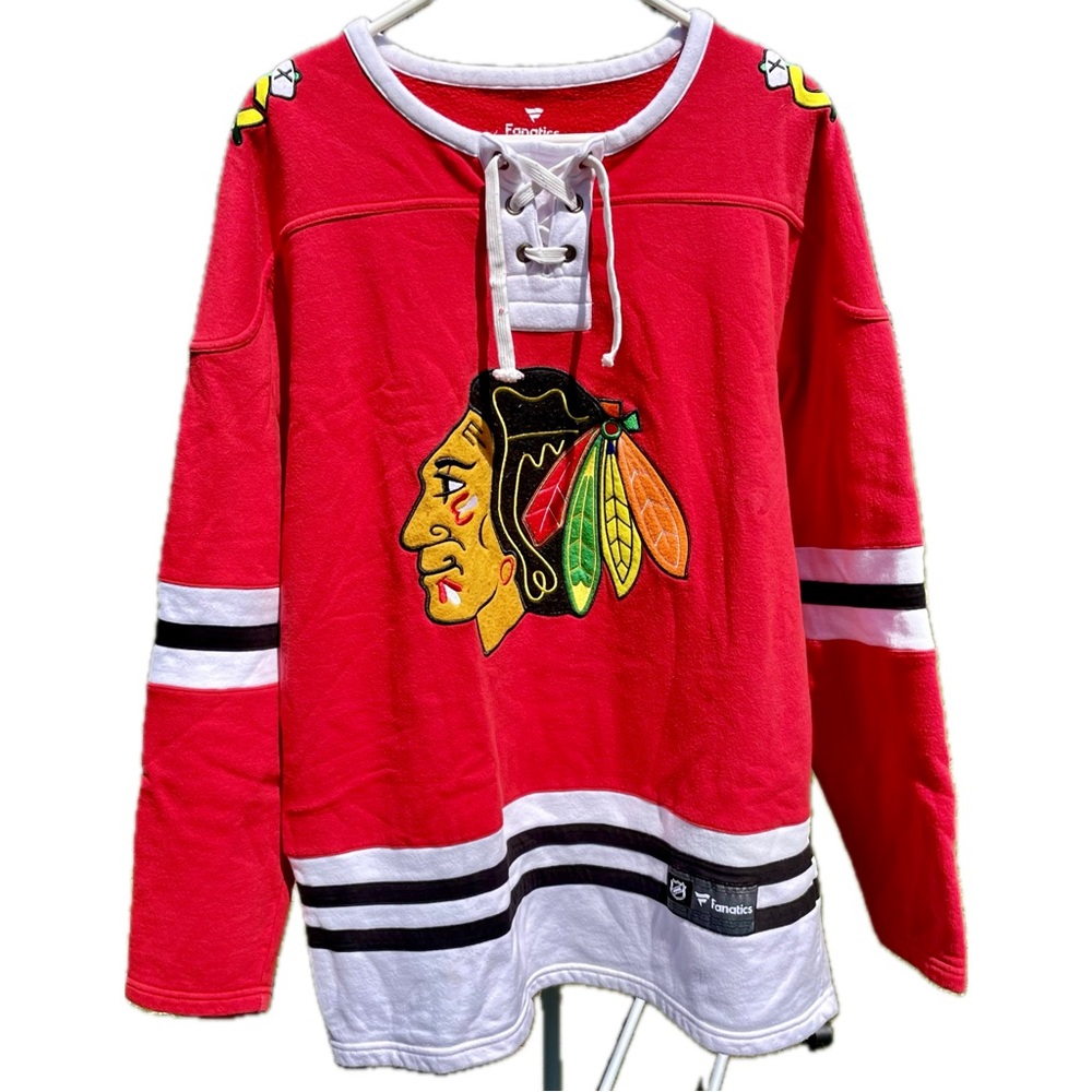 Fanatics Red Chicago Blackhawks Lace-Up Hockey Sweatshirt